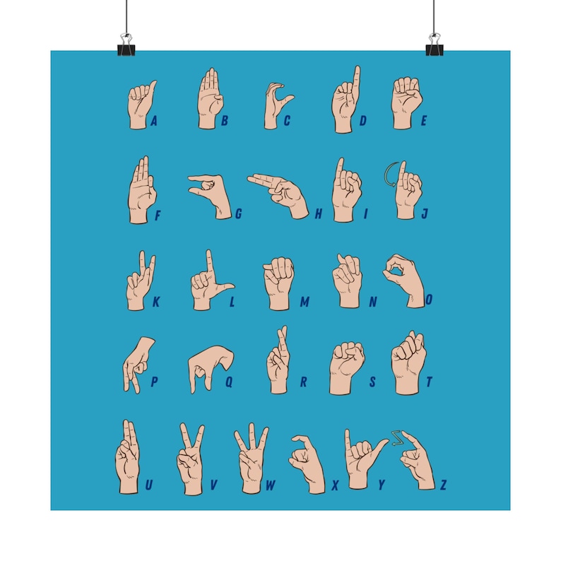 Ay Asl Educational Sign Language ASL Poster: Classroom Wall Art, Kids Learning ...