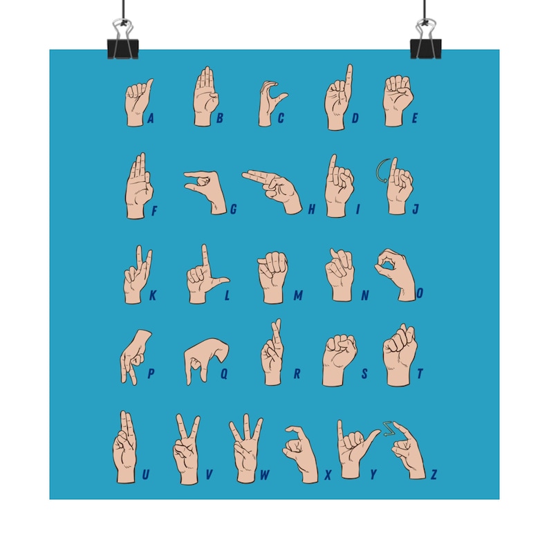 Educational Sign Language ASL Poster: Classroom Wall Art, Kids Learning ...