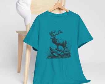 Rustic Elk Graphic Tee: Nature Lover Unisex T-Shirt