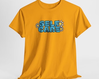 Self Care Heavy Cotton Tee: Unisex Relaxation & Mental Health Shirt
