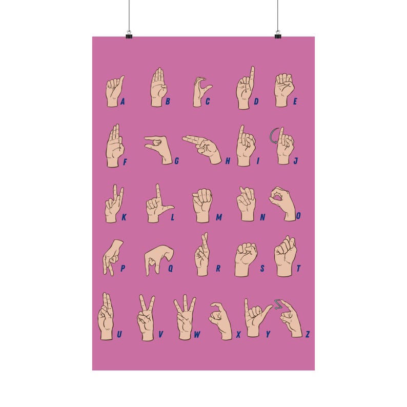 Educational Sign Language ASL Poster: Classroom Wall Art, Kids Learning ...