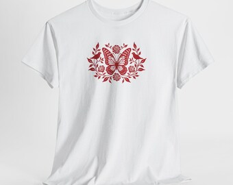 Bohemian Butterfly Tee, Casual Wear, Gift for Nature Lovers, Summer Essential, Eco-Friendly Unisex T-Shirt
