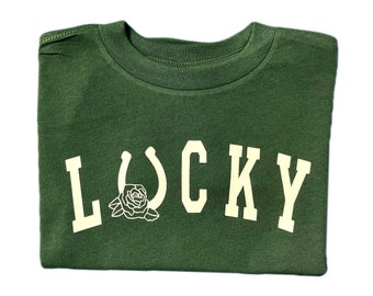 Lucky Toddler T-Shirt, St. Patrick's Day Shirt, Floral Horseshoe Shirt