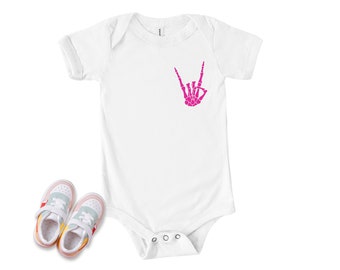 Rock On Onesie®, Little Rocker Toddler T-Shirt, Rock On Skeleton Hand Baby Clothes, Skellie Baby bodysuit, Cute Grunge T-Shirt