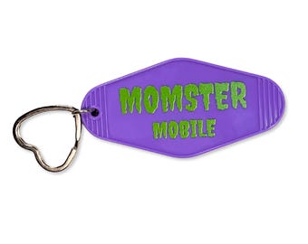 Momster Mobile Keychain, Cute Halloween Keychain, Keychain for Mama, Retro Motel Keychain, First Time Mom Gift, Spooky Gift for Mama