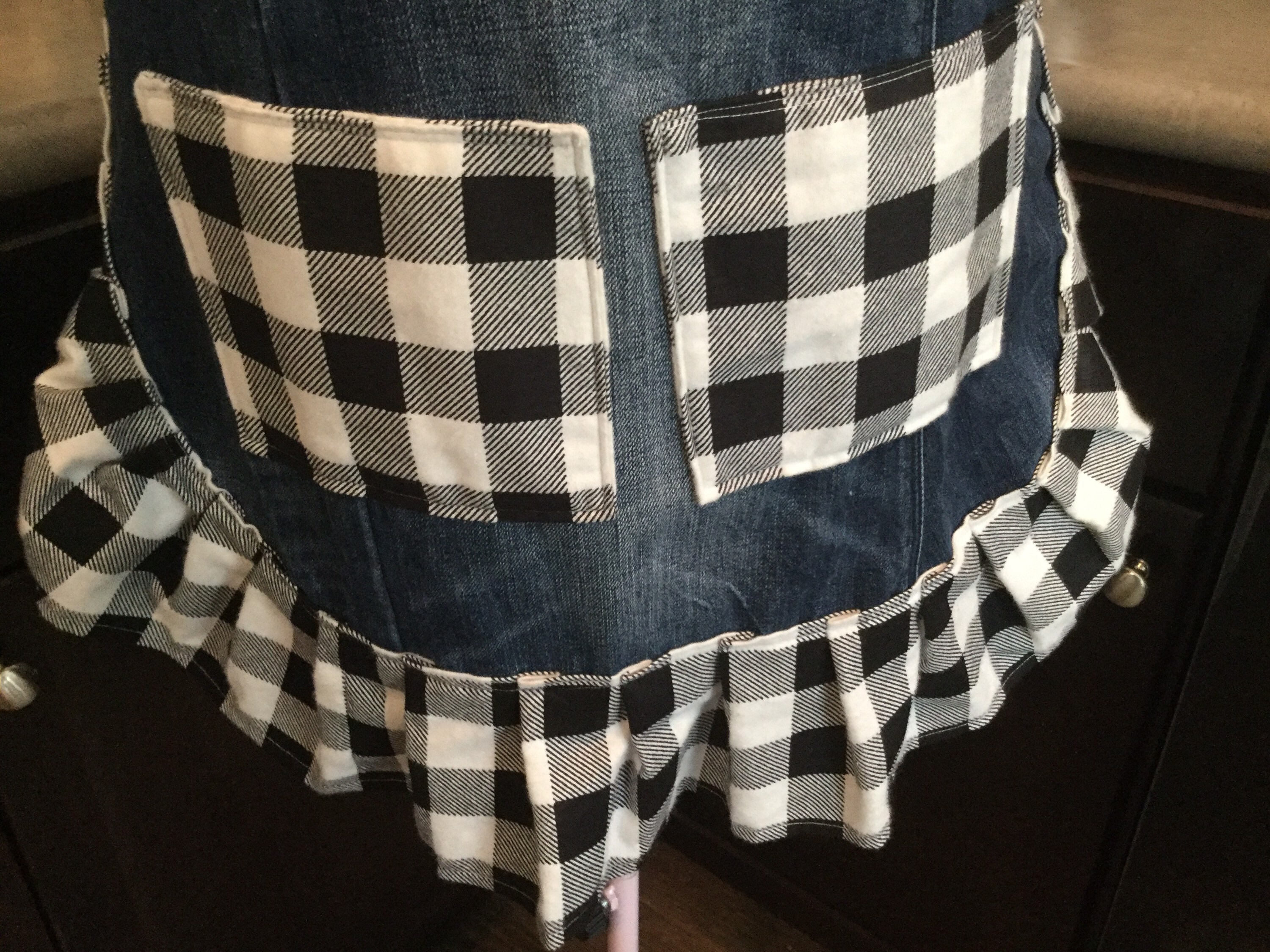 Buffalo plaid Apron Pioneer Woman Apron Ruffle Apron Denim Etsy