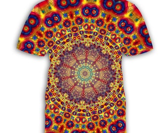 Gelbes Mandala-T-Shirt für Mann oder Frau