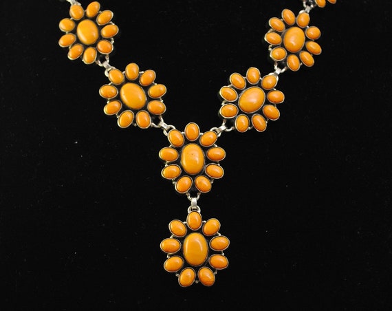 Yellow Coral Flower Blossom Necklace #12034