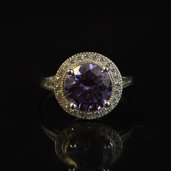 Sterling Silver Amethyst White Topaz Ring Sz 9 #11430