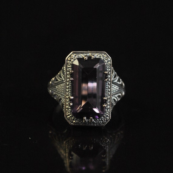 Sterling Silver Amethyst Art Deco Ring Sz 6 #11433