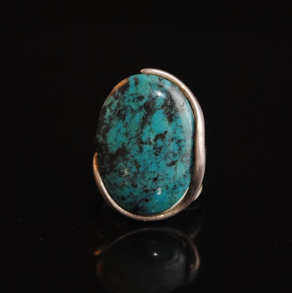 Sterling Silver Native American Navajo Turquoise Ring Sz 8 #10407