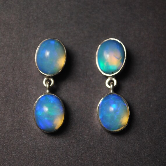 Sterling Silver Opal 4 Stone Stud Earrings #13806