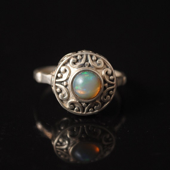 Sterling Silver Ethiopian Opal Ring Sz 9 #11204