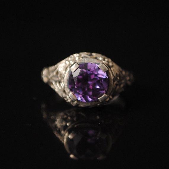 Sterling Silver Alexandrite Art Deco Ring Sz 6 #9729