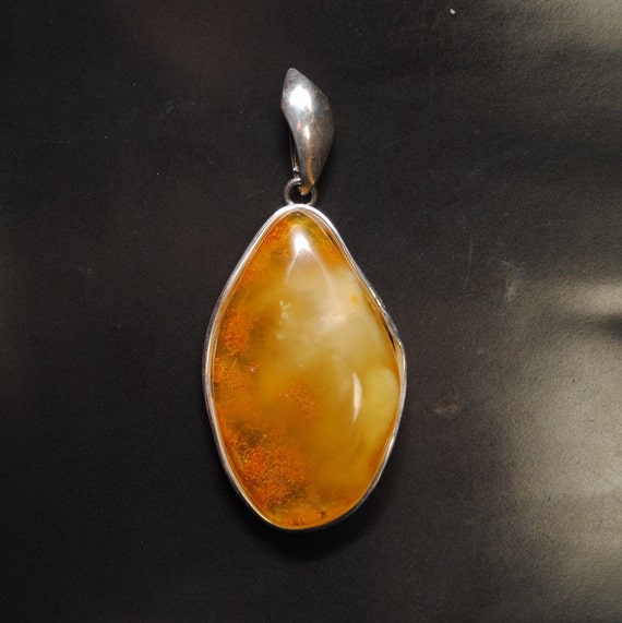 Sterling Silver Honey Amber Pendant #10795