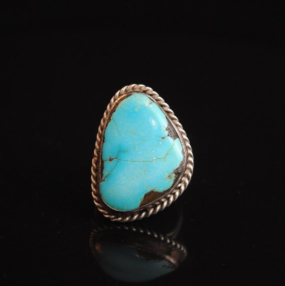 Sterling Silver Native American Navajo Turquoise Ring Sz 7 #13832
