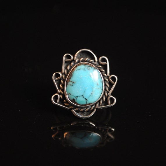 Sterling Silver Native American Turquoise Ring Sz 7.75 #5449