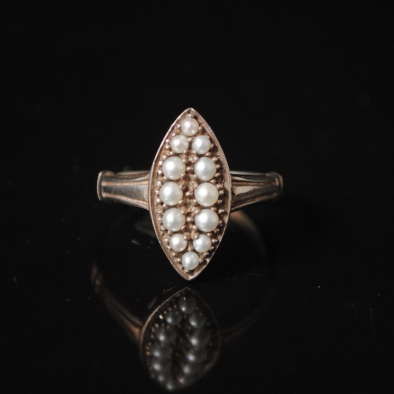 Sterling Silver Antique Style Seed Pearl Art Deco Ring Sz 7 #7231