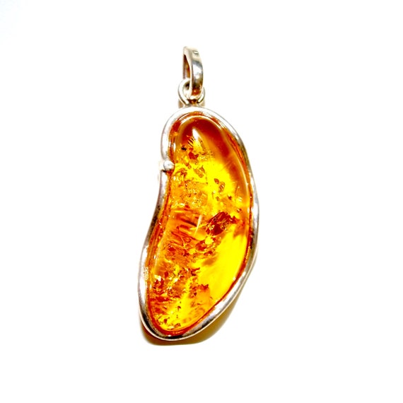 Sterling Silver Honey Amber Pendant #10764
