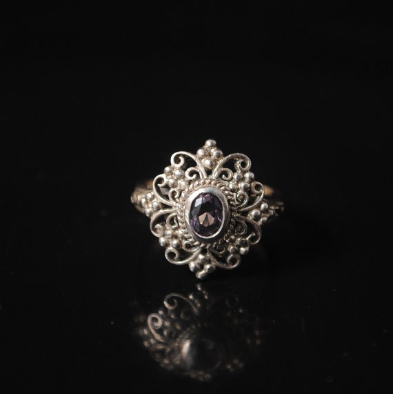 Sterling Silver Amethyst Edwardian Ring Sz 6 #12259