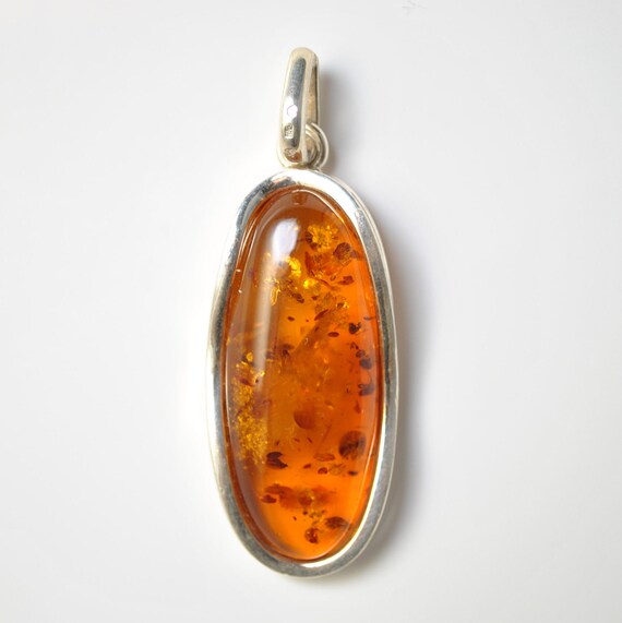Sterling Silver Honey Amber Pendant #10464