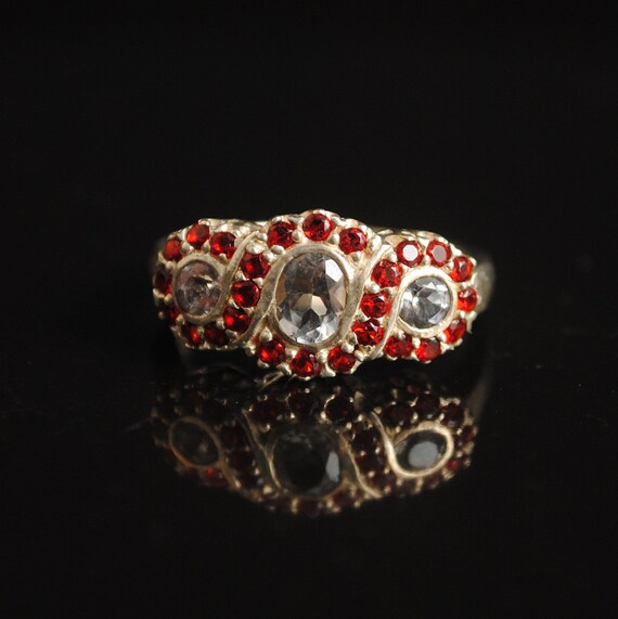 Sterling Silver Amethyst Ruby Art Deco Ring Sz 6 #5233