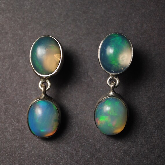 Sterling Silver Opal 4 Stone Stud Earrings #13803