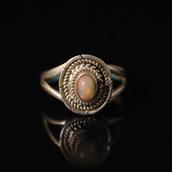 Sterling Silver Ethiopian Opal Ring Sz 7.5 #6074
