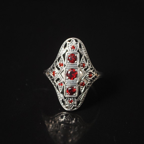 Sterling Silver Ruby Edwardian Ring Sz 7 #12766