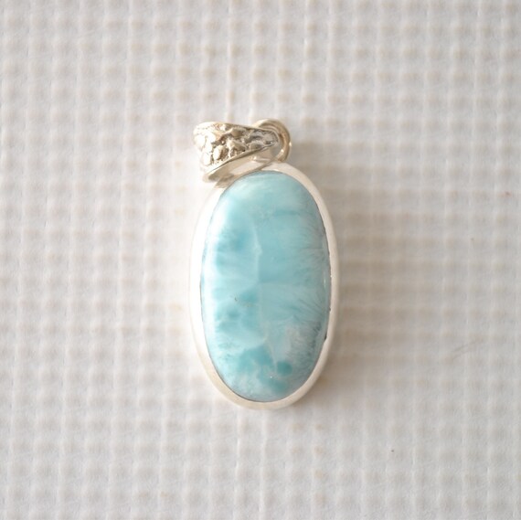 Sterling Silver Oval Larimar Pendant #8972