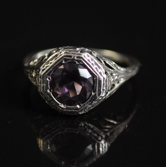 Sterling Silver Antique Style Victorian Alexandrite Ring Sz 7 #11654