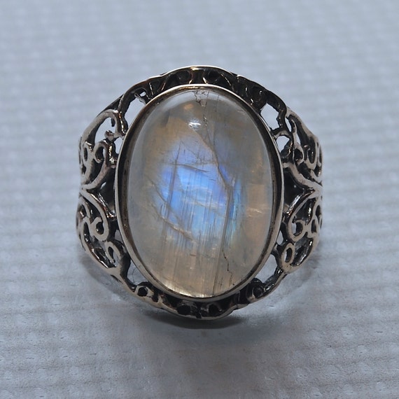 Sterling Silver Moonstone Ring Sz 8.5 #5476
