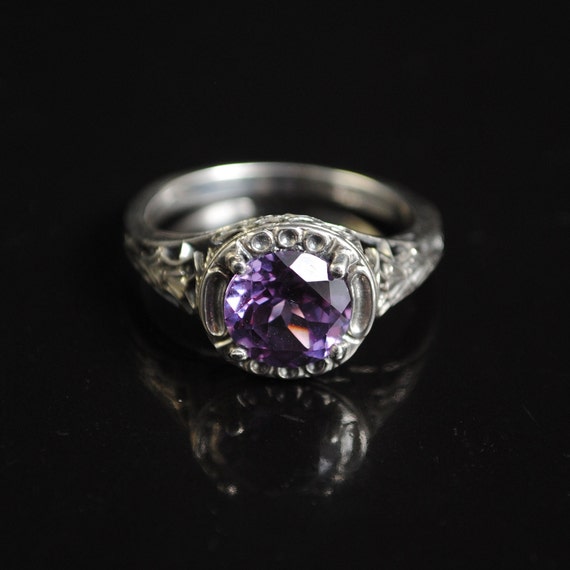 Sterling Silver Alexandrite Art Deco Ring Sz 6 #11667