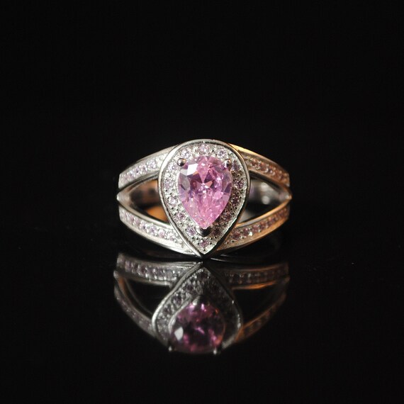 Sterling Silver Pink Sapphire Ring Sz 8 #13343