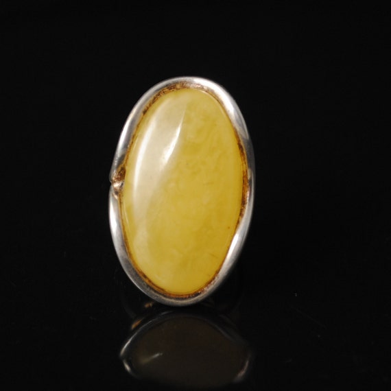 Sterling Silver Butterscotch Amber Ajustable Ring #10804