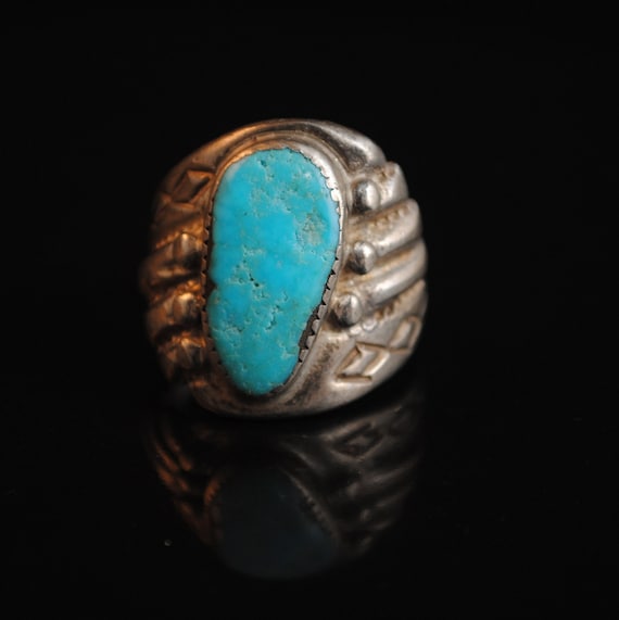 Sterling Silver Native American Navajo Turquoise Ring Sz 11.5 #13282