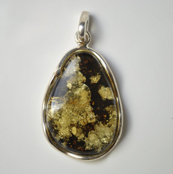 Sterling Silver Green Amber Pendant #10470