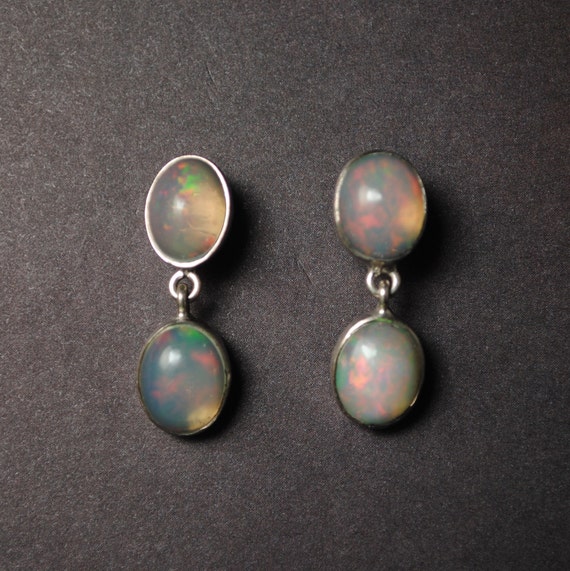 Sterling Silver Opal 4 Stone Stud Earrings #13801