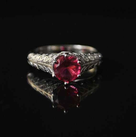 Sterling Silver Ruby White Topaz Ring Sz 8 #10282