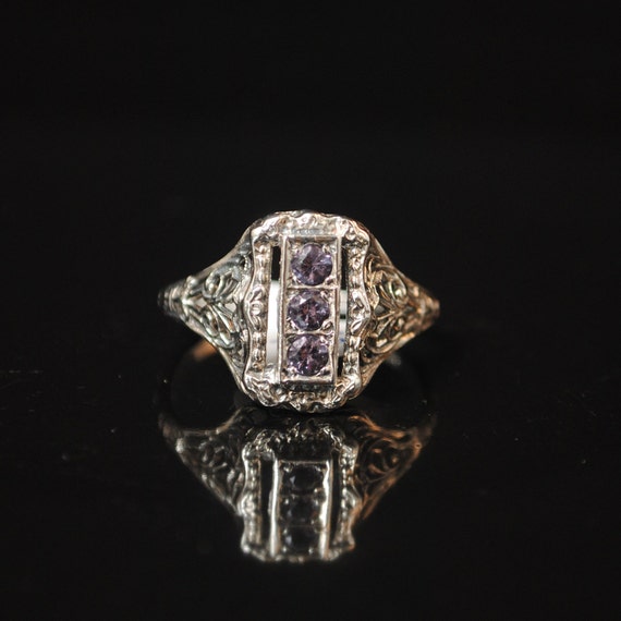Sterling Silver Amethyst Art Deco Ring Sz 7 #13338