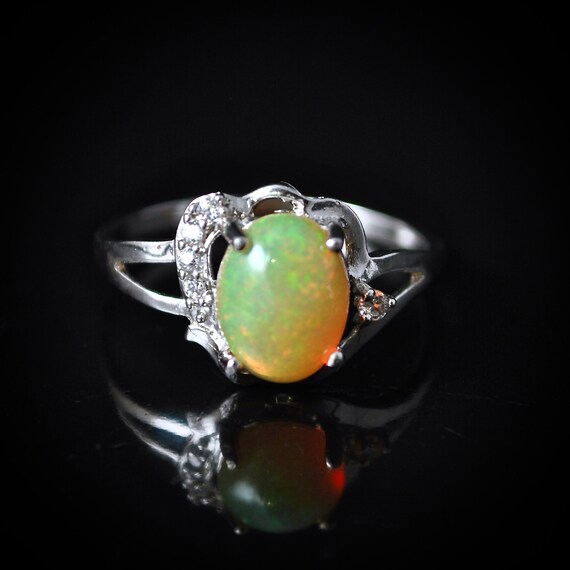 Sterling Silver Opal Ring Sz 7.5 #10016