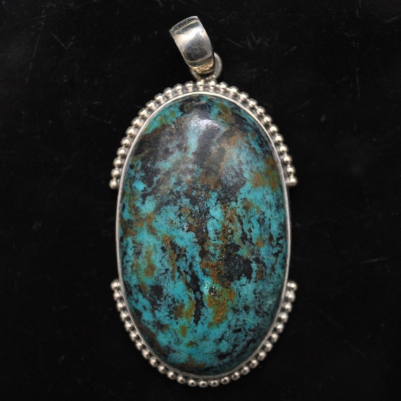 Sterling Silver Tibetan Turquoise Pendant Native American Style #9870