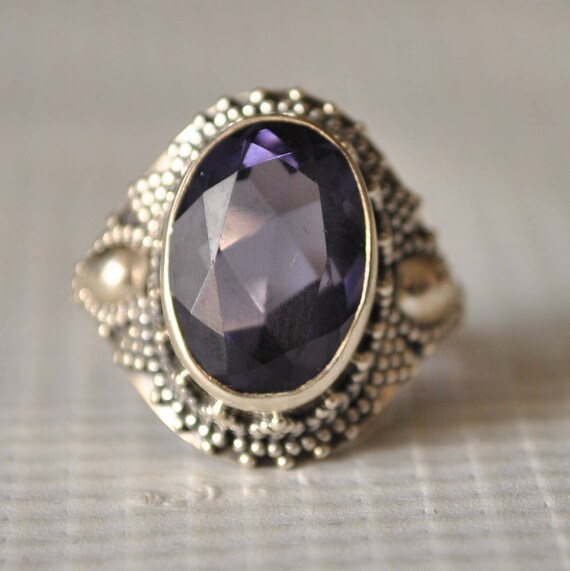 Sterling Silver Amethyst Ring Sz 7.25 #9848
