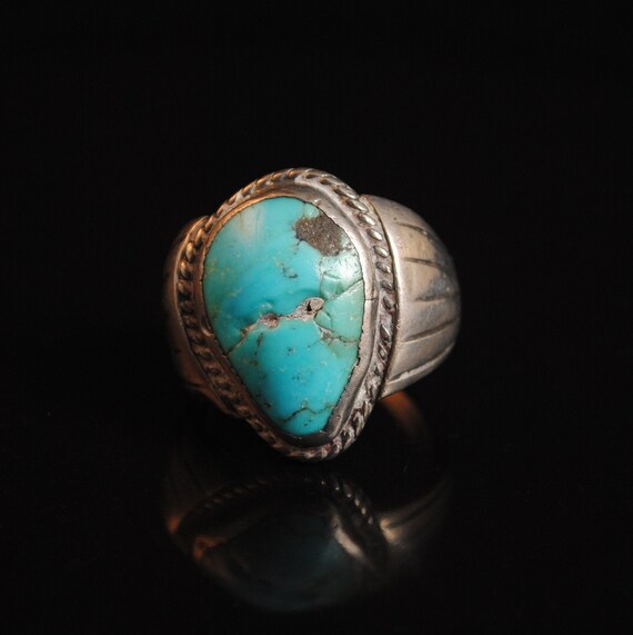 Sterling Silver Native American Navajo Turquoise Ring Sz 10 #13276