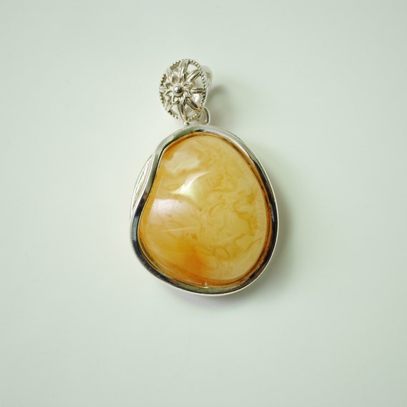 Sterling Silver Butterscotch Amber Pendant #11903