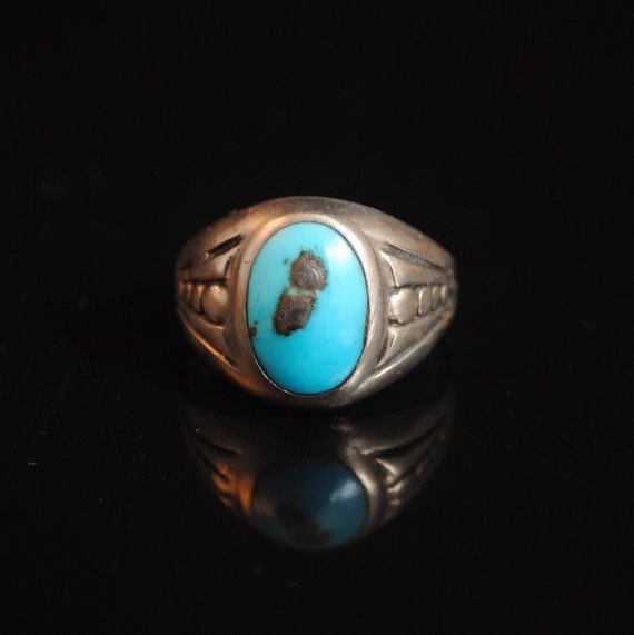 Sterling Silver Native American Turquoise Ring Sz 10.5 #13293
