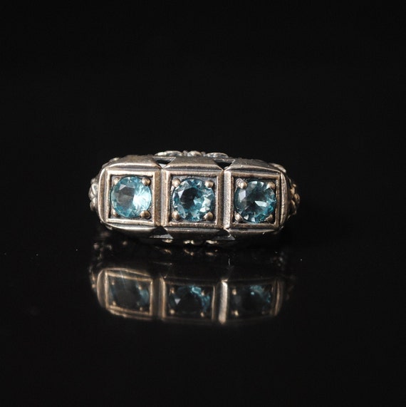 Sterling Silver Victorian Aquamarine Ring Sz 6 #12393