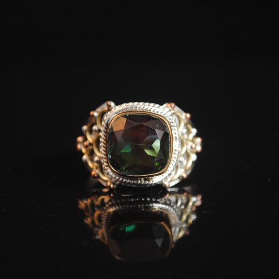 Sterling Silver Bi-Color Tourmaline Ring Sz 7 #13314