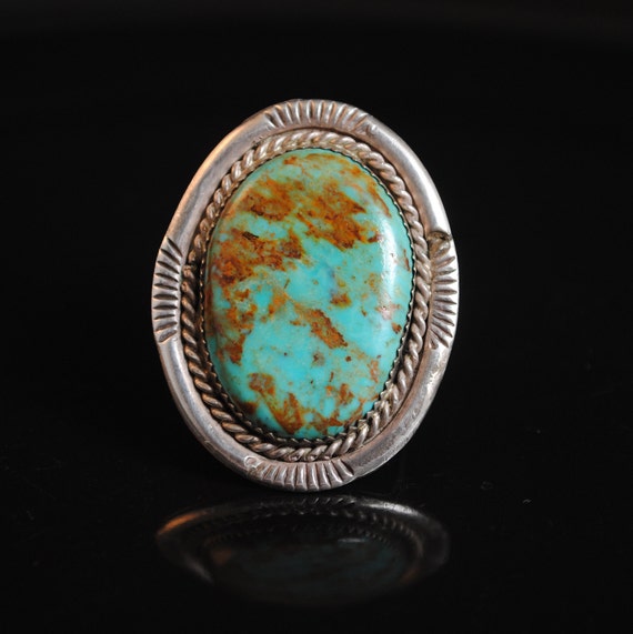 Sterling Silver Native American Navajo Turquoise Ring Sz 10.5 #13269