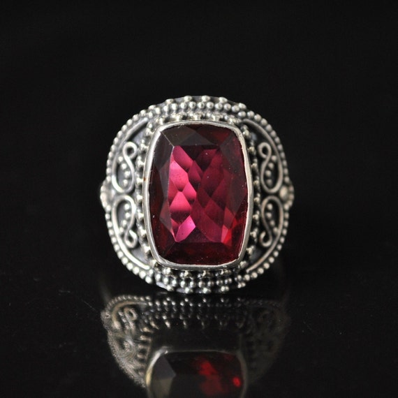 Sterling Silver Rubellite Tourmaline Ring Sz 8 #11418